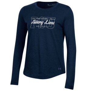 women's navy long sleeve t-shirt with The Pennsylvania State University Nittany Lions